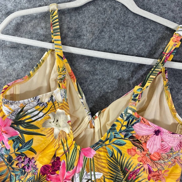 Fantasie One Piece Swimsuit Medium 36DD Yellow Floral Anguilla Underwire NEW - Picture 5 of 10